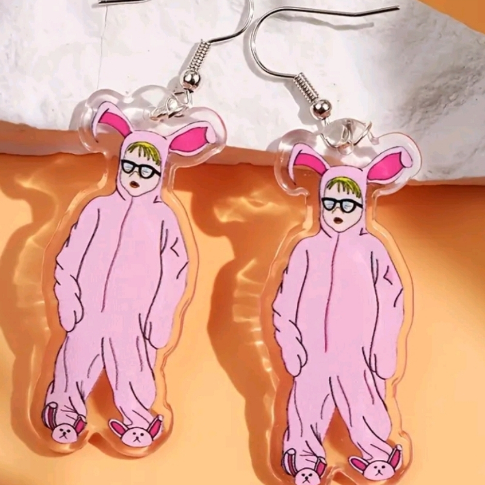 A Christmas Story Pink Bunny Pajama Earrings